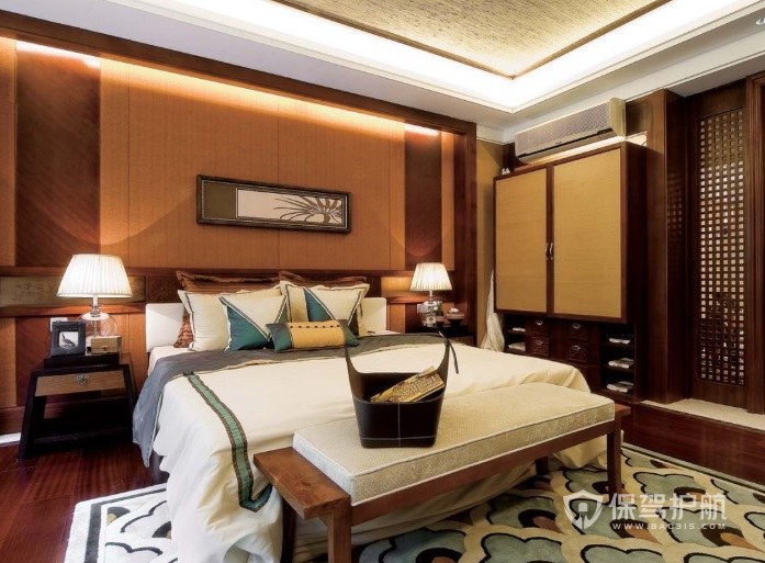 新中式风卧室小清新地毯装修效果图