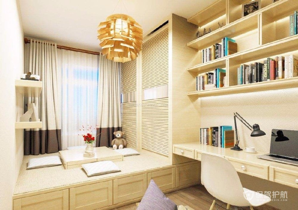 现代风格二居室书房榻榻米装修效果图
