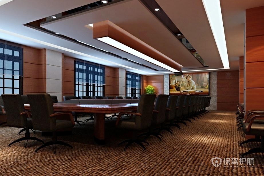现代中式办公会议室装修效果图