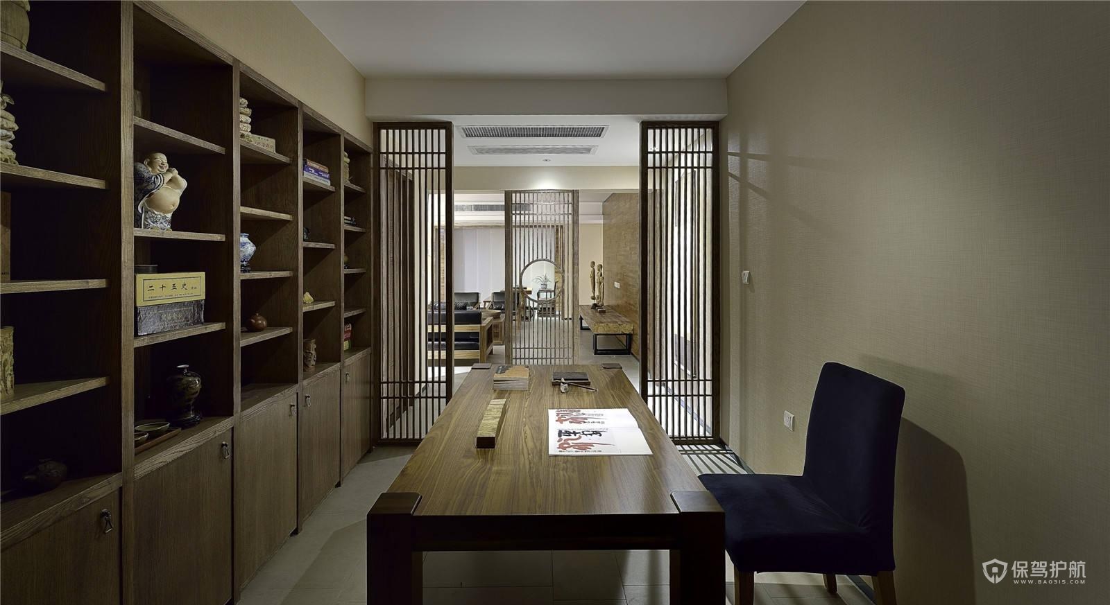 素雅中式风格三室两厅书房装修效果图