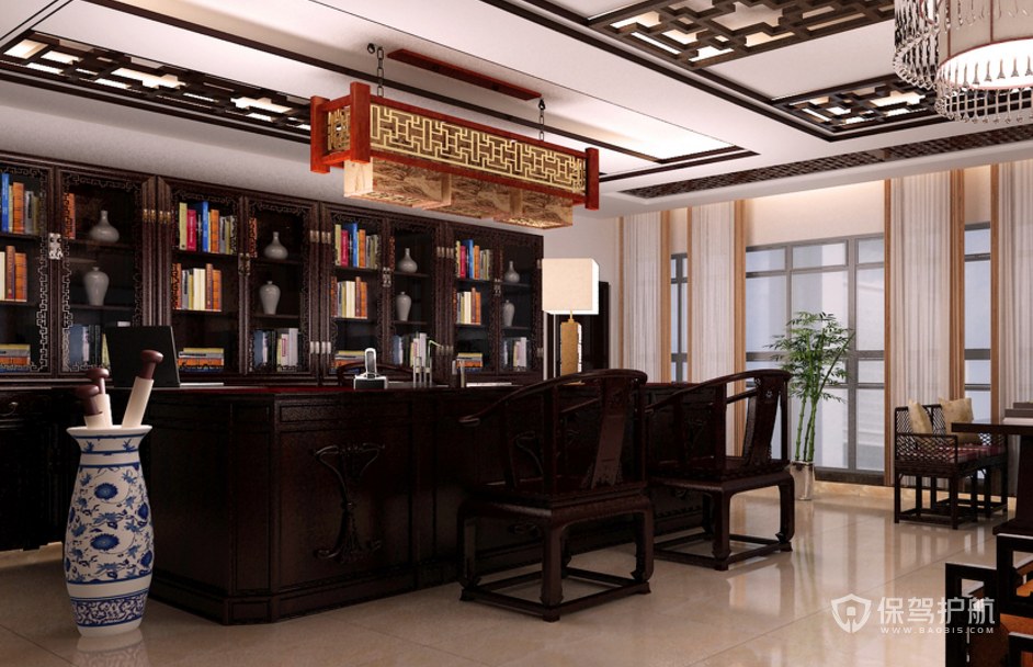 新中式风格总裁办公室装修效果图