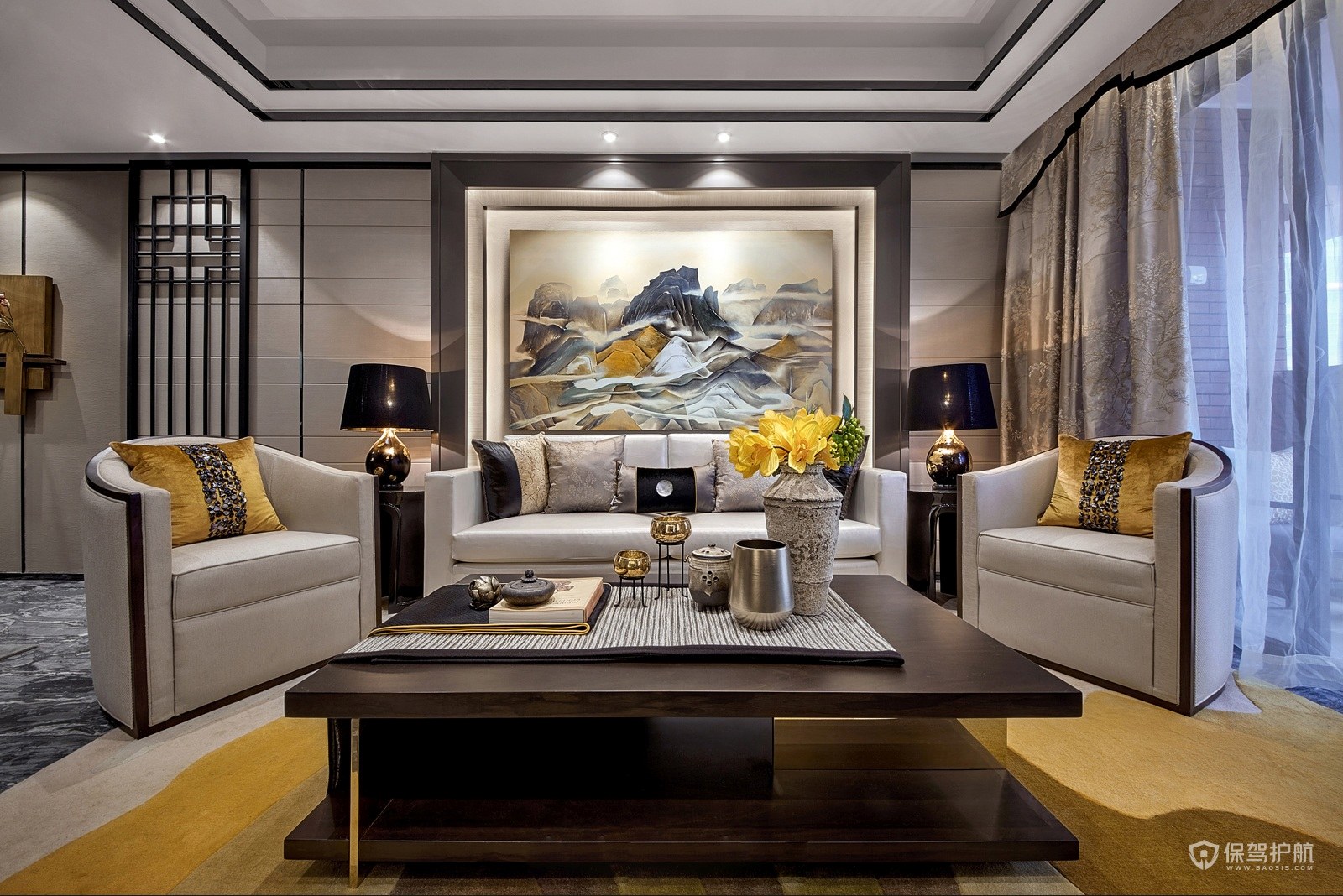新中式风格公寓客厅装修效果图