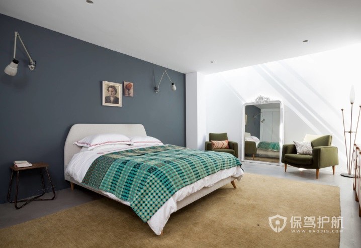 现代简约法式风卧室灰色墙面装修效果图