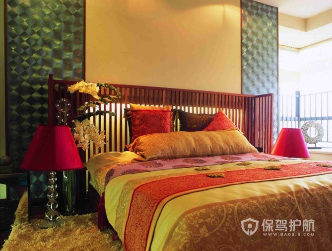 东南亚独特民族风创意卧室背景墙装修效果图