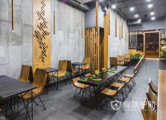 52平米工业风格网红餐厅桌椅设计效果图