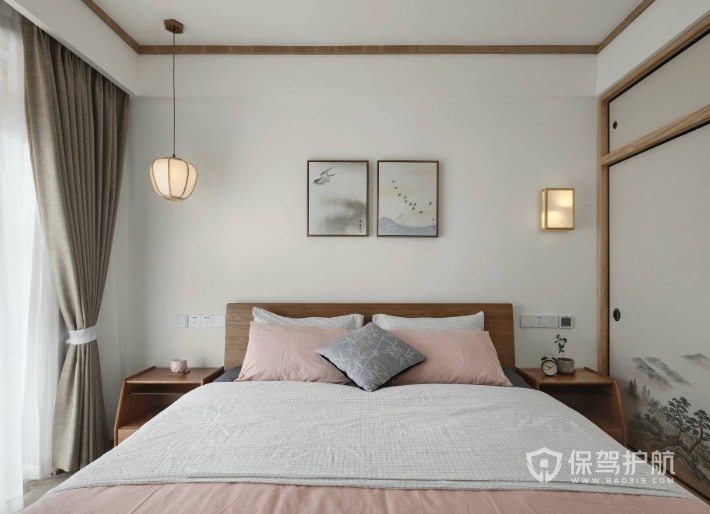 日式典雅少女风卧室创意床头灯装修效果图