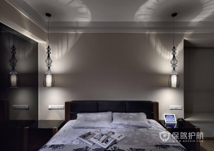 日式复古典雅风卧室创意吊灯装修效果图