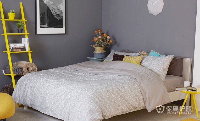 小户型创意日式风卧室灰色墙面装修效果图