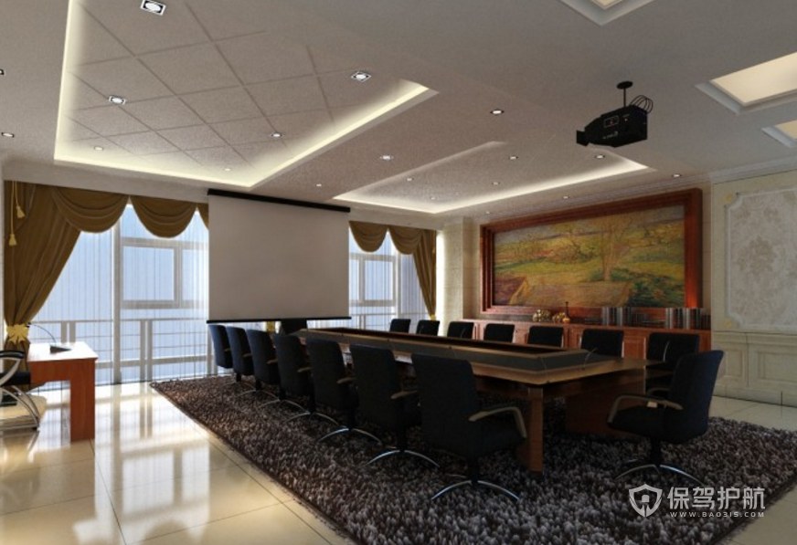 中式古典公司会议室装修效果图
