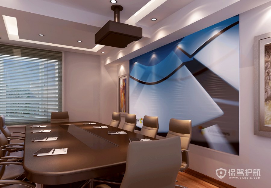 新中式风格多媒体会议室装修效果图
