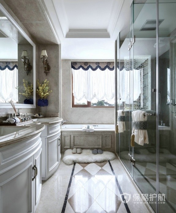 经典法式别墅卫生间浴室柜装修效果图