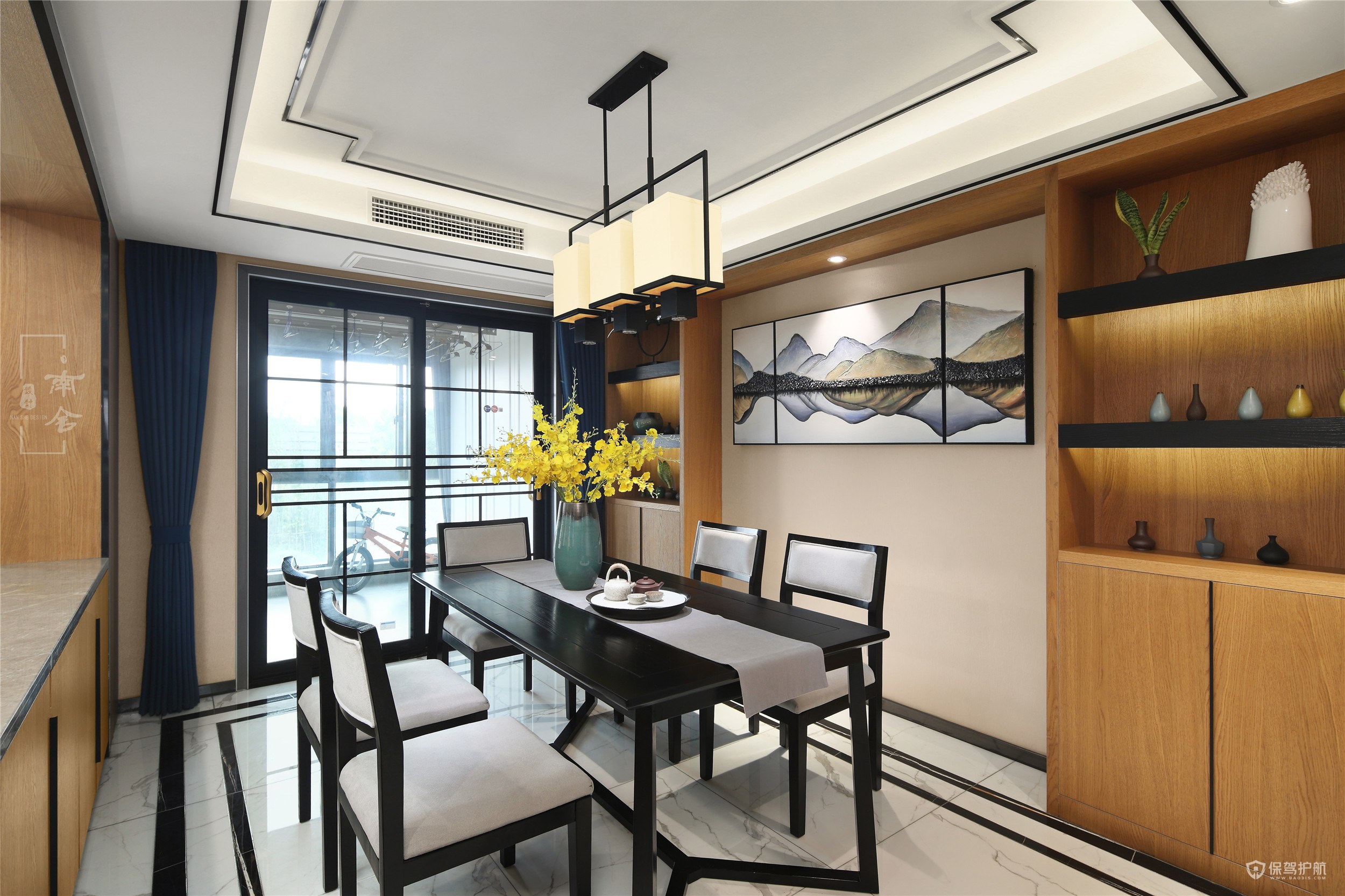 新中式风格三居室餐厅墙面装修效果图
