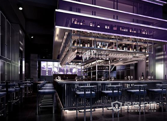 98平米工业风格酒吧吧台装修效果图