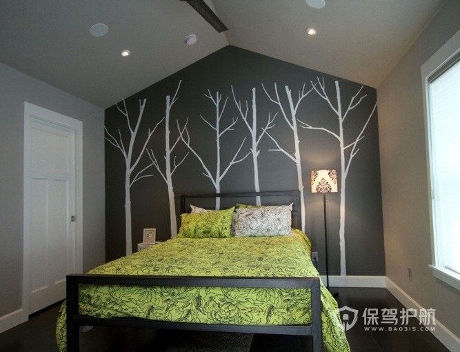 现代创意卧室背景墙艺术彩绘装修效果图