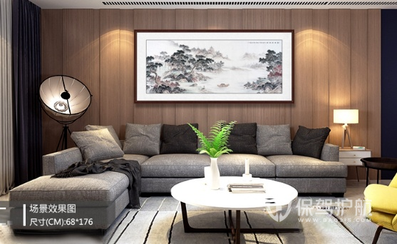 新中式沙发背景墙挂画图片-保驾护航装修网