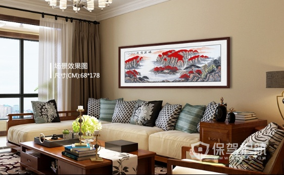 中式沙发背景墙装饰画-保驾护航装修网