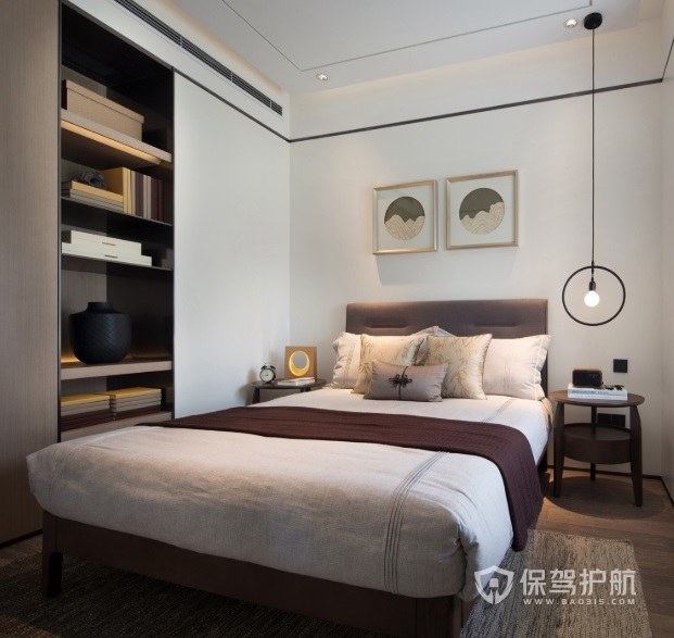 新中式典雅风小户型卧室置物架装修效果图