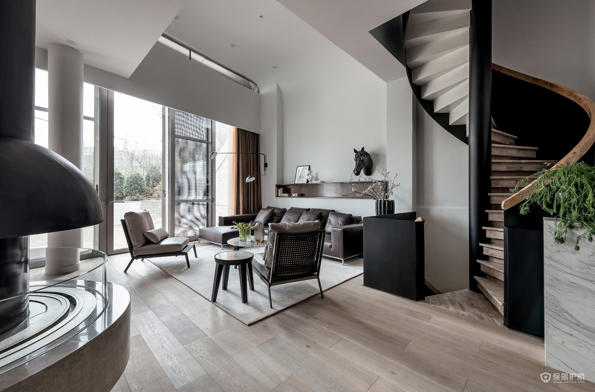 创意现代风格复式公寓客厅装修效果图