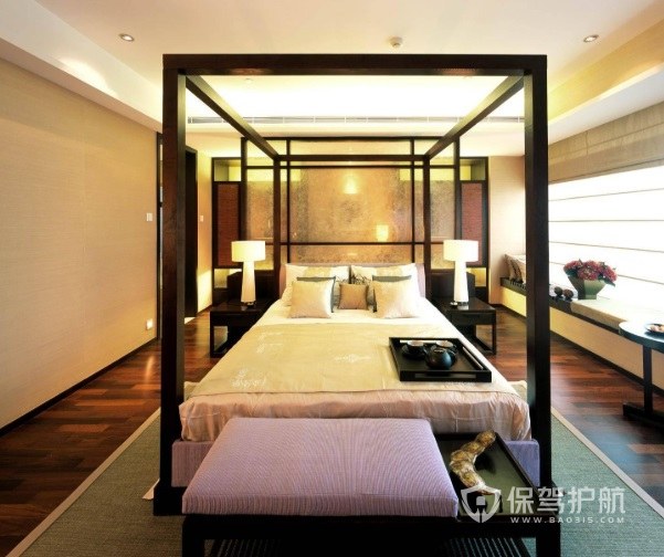 新中式古典风卧室床架装修效果图