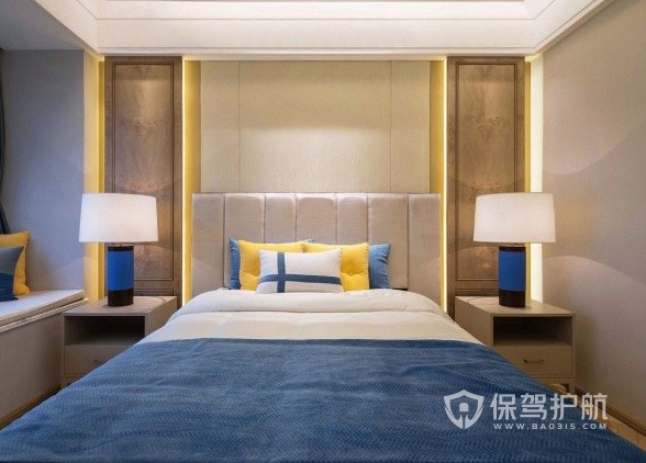 中式清新淡雅风卧室背景墙装修效果图