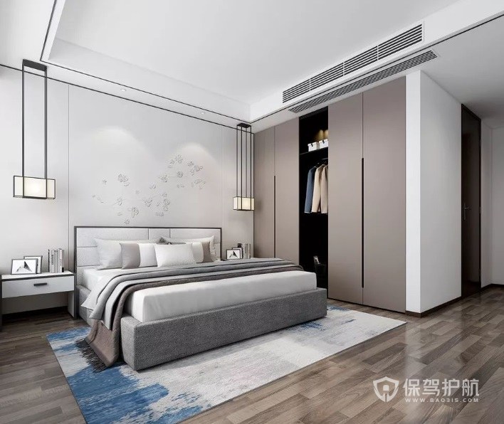 新中式轻奢风卧室创意床头灯装修效果图