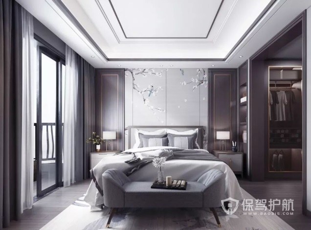 新中式典雅风卧室灰色系装修效果图