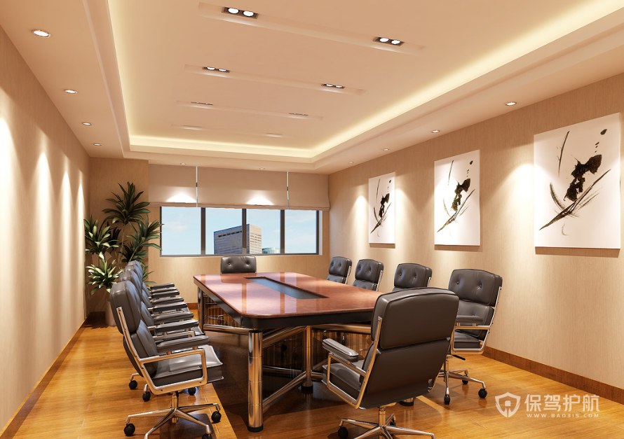 清新暖色办公会议室装修效果图