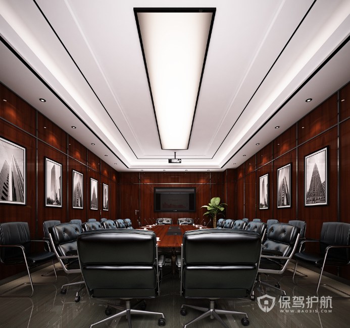 新中式古典混搭办公会议室装修效果图