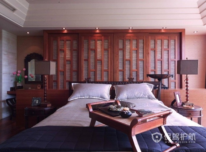 中式古典文雅风卧室小茶桌装修效果图