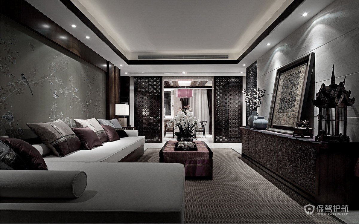 新古典东南亚风格三居室客厅装修效果图