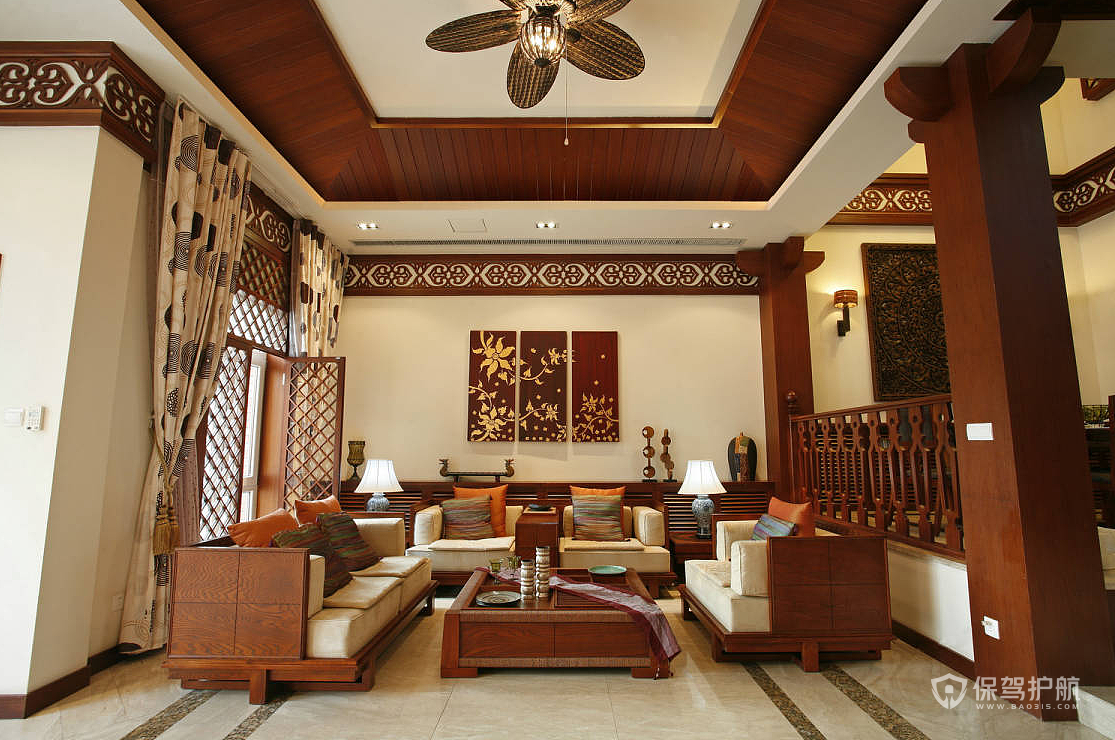 东南亚风格别墅客厅装修效果图