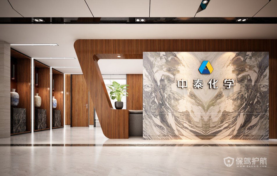 新中式化学公司门厅装修效果图