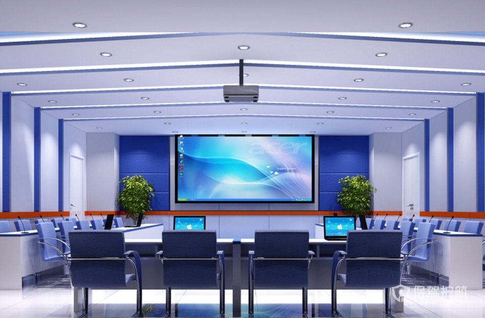 后现代技术公司多媒体会议室装修效果图
