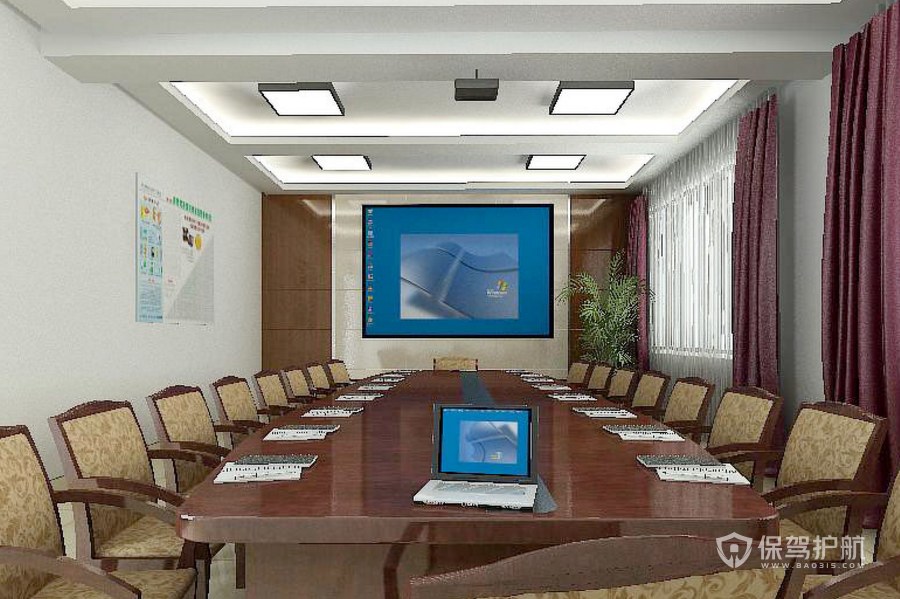 典雅新中式办公会议室装修效果图