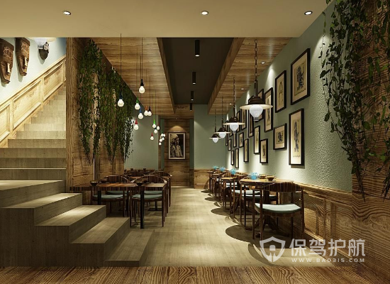 37平米田园风格咖啡馆装修效果图