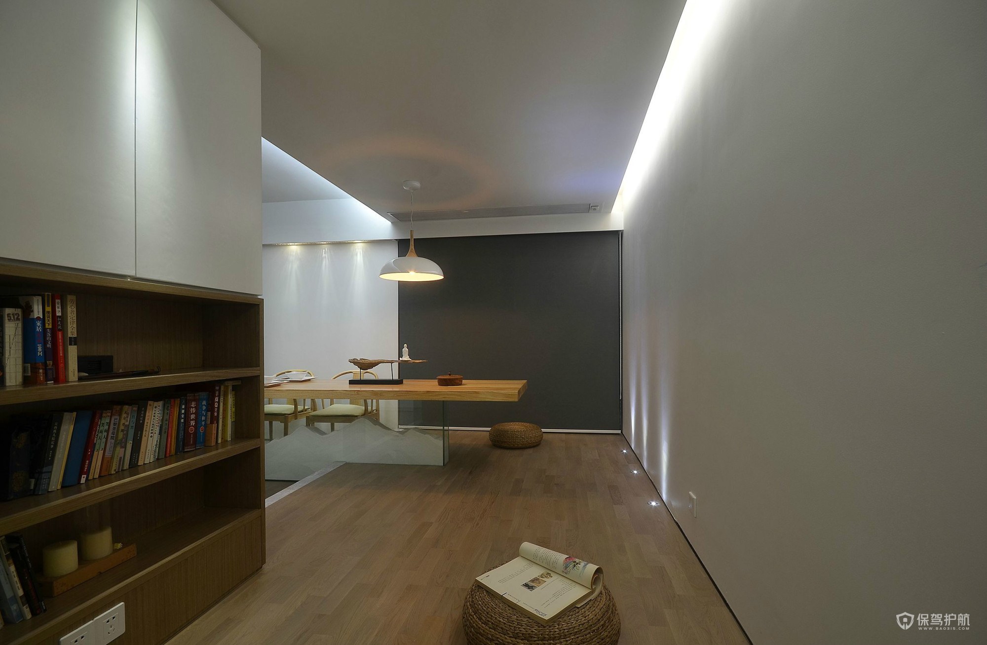 日式风公寓开放式书房装修效果图