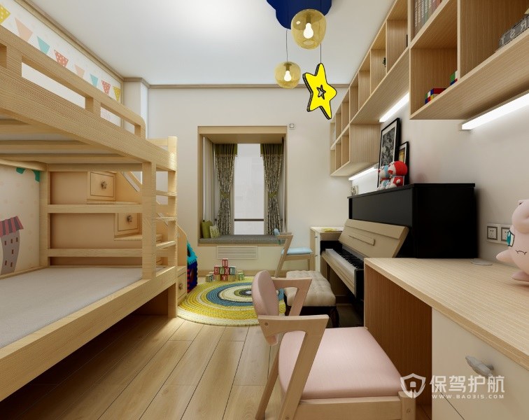 日式儿童房定制橱柜装修效果图