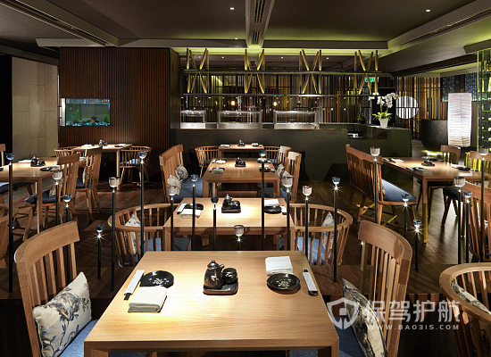 80平米日式风格西餐厅装修效果图