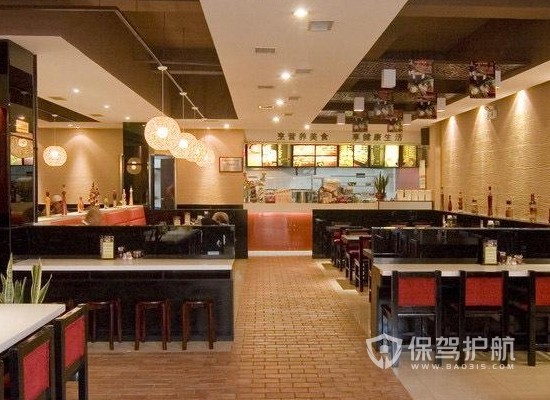 95平米中式风格快餐店装修实景图