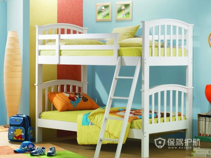 106平小清新儿童房高低床装修效果图