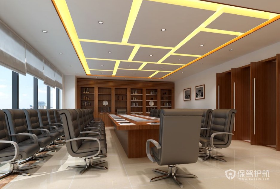 现代新中式办公会议室装修效果图