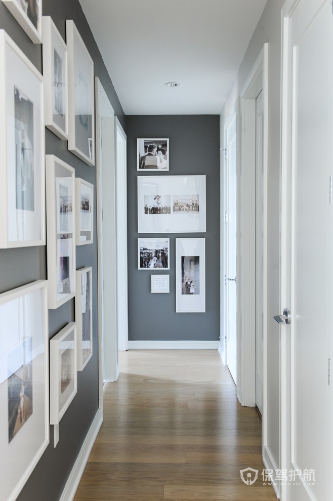 现代欧式风格三居室走廊照片墙装修效果图