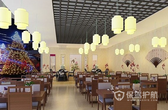54平米中式风格饭馆装修效果图