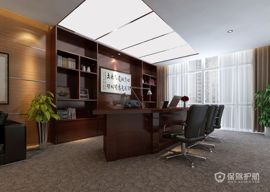 新中式古典领导办公室装修效果图