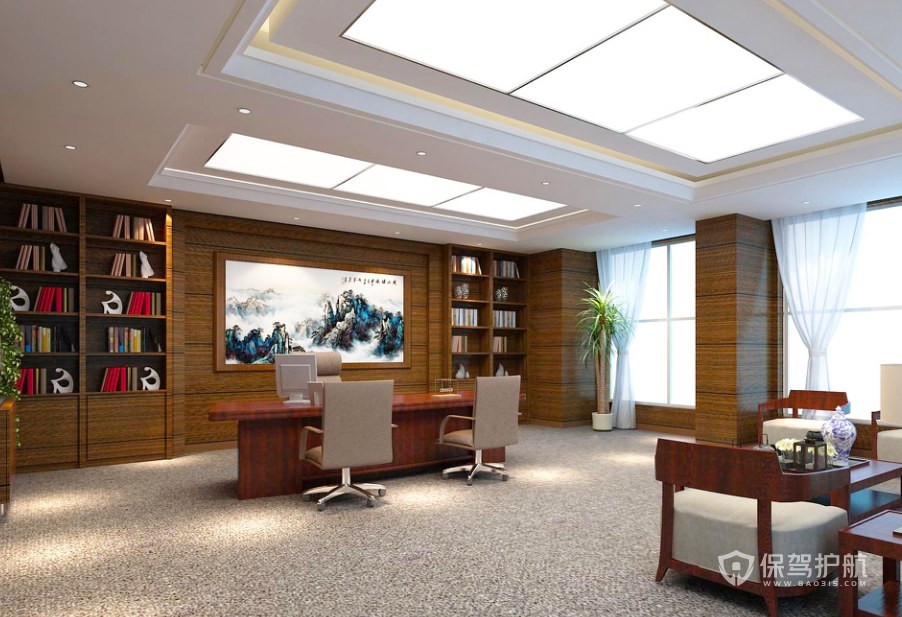 新中式风格CEO办公室装修效果图