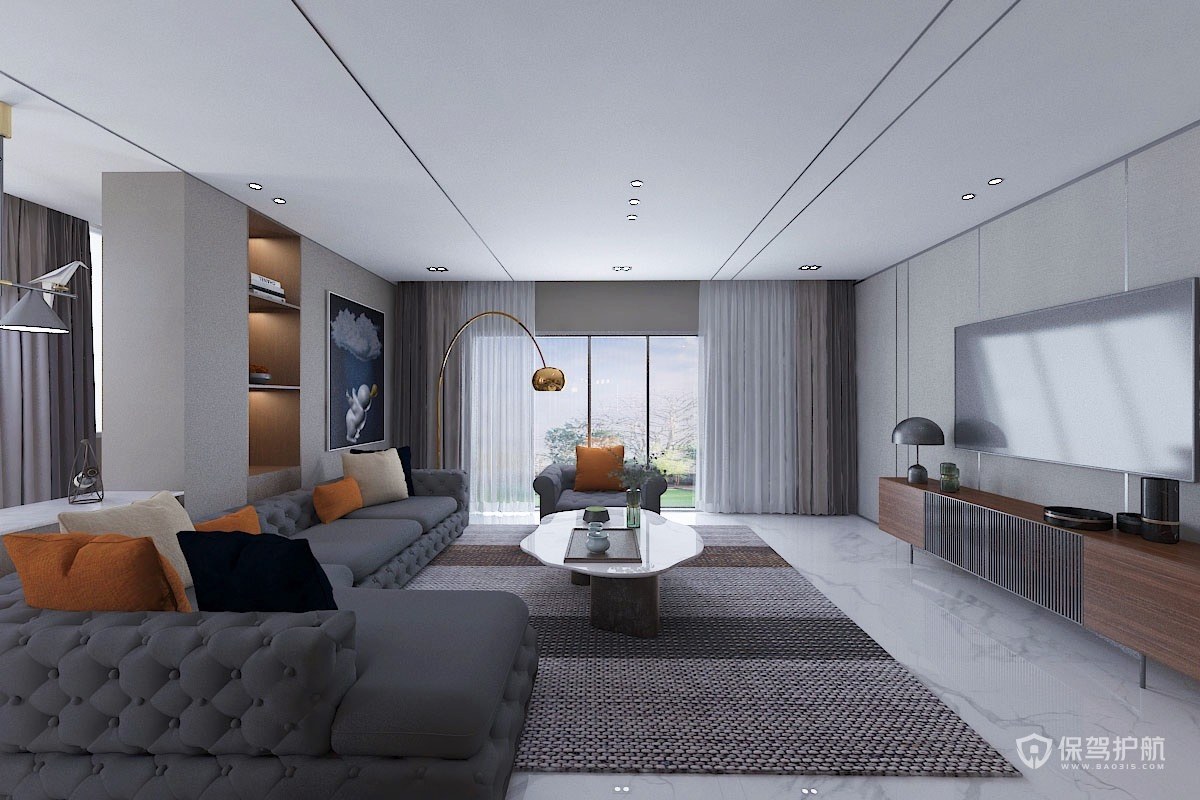 170平现代风三居室客厅装修效果图