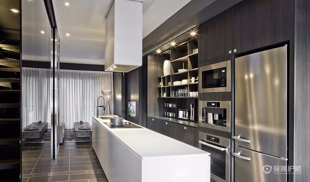现代风格高级灰公寓厨房装修效果图