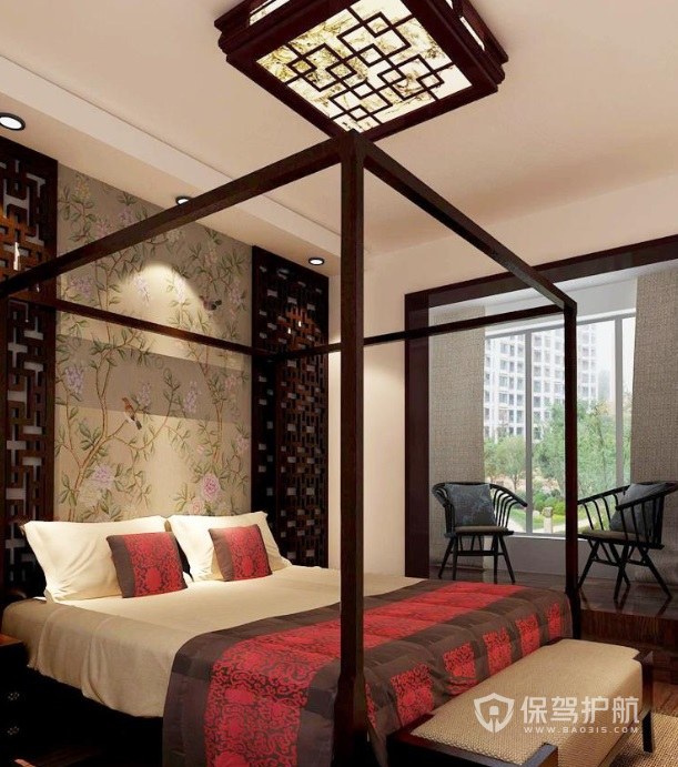 中式古典风卧室吊顶装修效果图