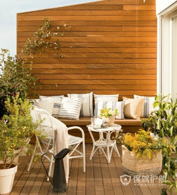 美式露台花园木地板装修效果图