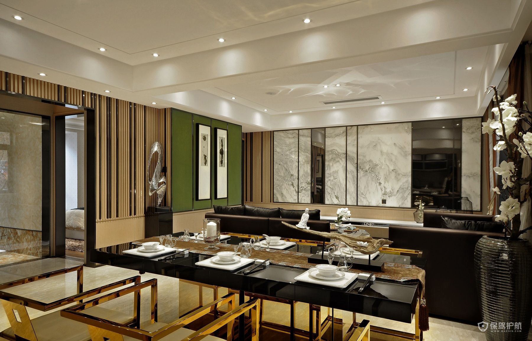 精致新中式风格三居室餐厅装修效果图